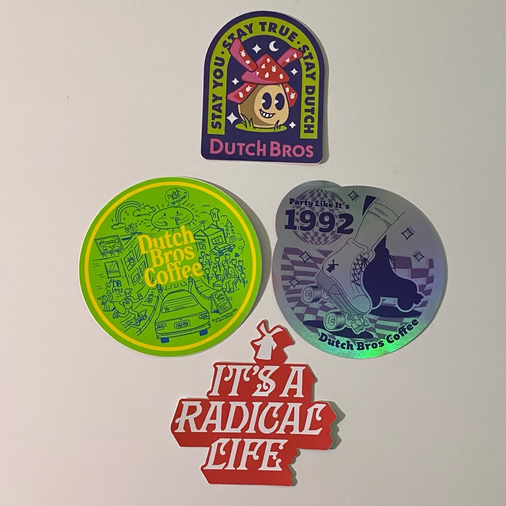 Pack of 4 Dutch Bros Stickers